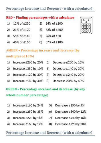 Percentage Increase And Decrease With A Calculator Differentiated
