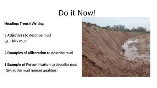 WW1 Trench Descriptive Writing  Teaching Resources