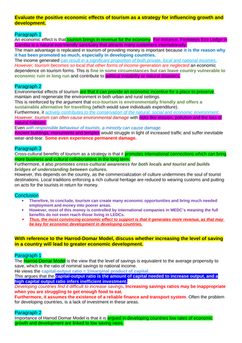 Theme 4 Edexcel Economics Essay Plans: Emerging and Developing Economies