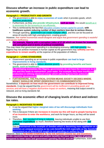 a level economics essay plans