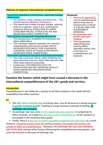 edexcel a level economics essay structure