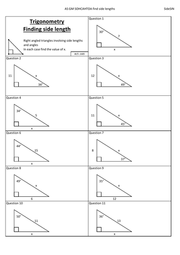 SOHCAHTOA Finding side lengths Teaching Resources