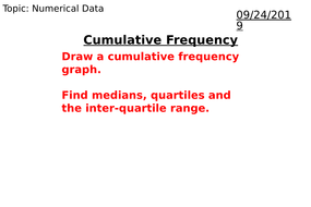 Cumulative Frequency_Finding Quartiles | Teaching Resources