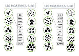 french numbers 1 20 matching activity teaching resources