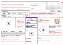 atomic structure the periodic table revision sheet for