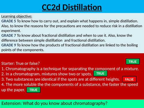 GCSE EDEXCEL Science 9-1 - Chemistry - CC2d Distillation | Teaching ...