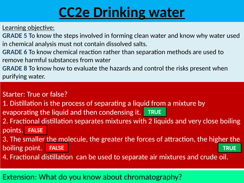 GCSE EDEXCEL Science 9-1 - Chemistry - CC2e Drinking water | Teaching ...