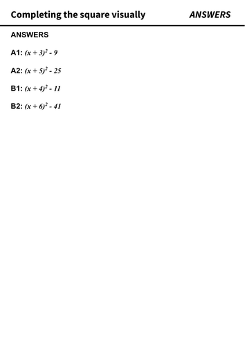 Completing the square using a visual method - A how to guide with ...