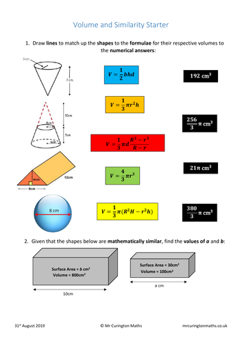 Volume and Similarity Starter