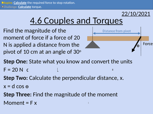OCR AS level Physics: Couples and Torques