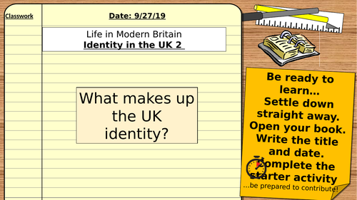 AQA (9-1) GCSE Citizenship: Life in Modern Britian:  Identity in the UK. REVISION OR WHOLE LESSON
