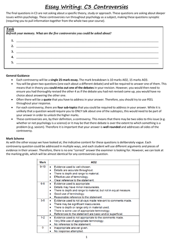 JEC Eduqas A-Level Psychology Controversies Exam technique workbook ...