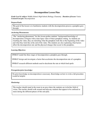 NGSS Decomposition Lesson Plan