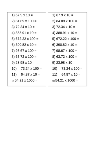 year 5 multiplying by 10 100 and 1000 teaching resources