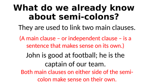 Year 6 SPAG Semi colons For Lists Teaching Resources