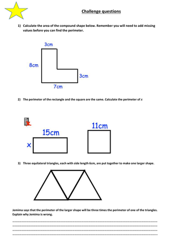 Perimeter - side notation and intro to algebra | Teaching Resources