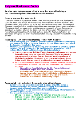 a level religious studies essay structure