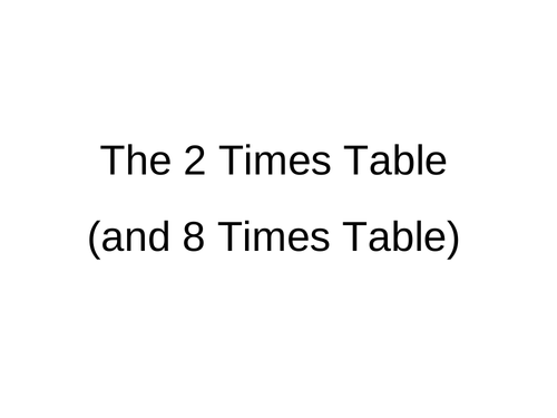Times Tables (2's and 8's)
