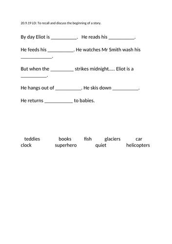 Eliot Jones Midnight Superhero - English | Teaching Resources