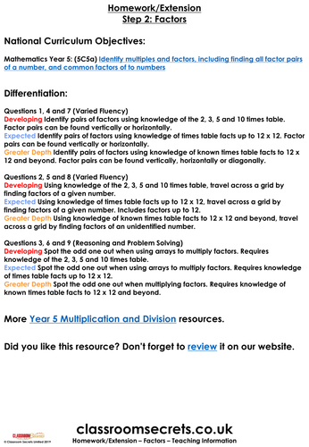 Factors and multiples worksheet with answers picture
