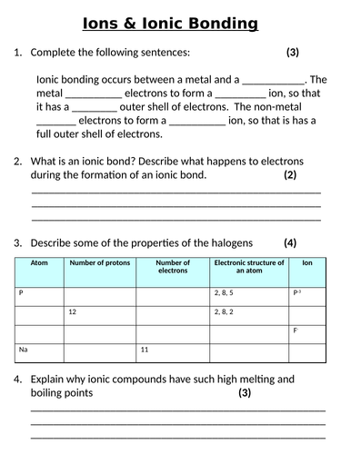 new-aqa-gcse-2016-chemistry-ions-ionic-bonding-homework