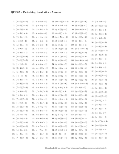 Factorising Quadratics Worksheet 1 | Teaching Resources