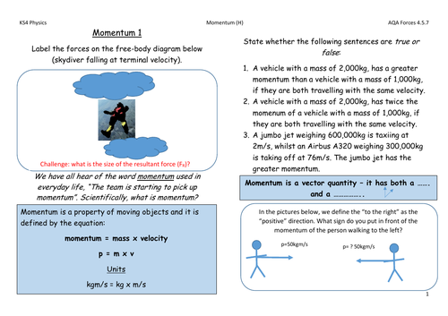 AQA Physics Forces - Momentum 4.5.7 (HT)