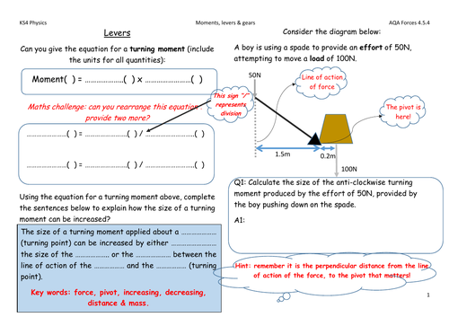 AQA Physics Forces - moments, levers & gears