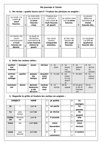 French GCSE School Routine & Time: Ma journée à l'école | Teaching ...