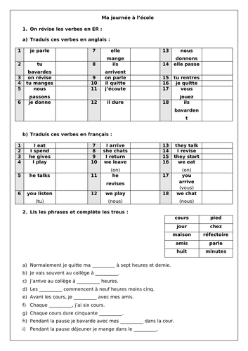 French GCSE School Routine & Time: Ma journée à l'école | Teaching ...