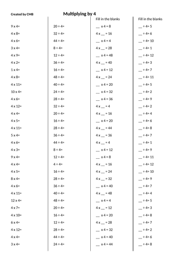 Times Table Worksheets - Multiplication and Division | Teaching Resources