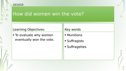 Year 8/9: How did women win the vote?