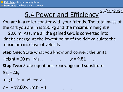 OCR AS level Physics: Power and Efficiency