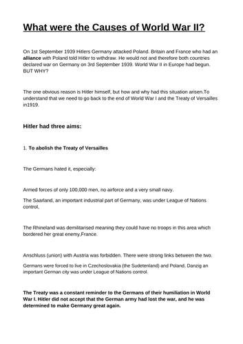 What were the causes of World War 2? | Teaching Resources