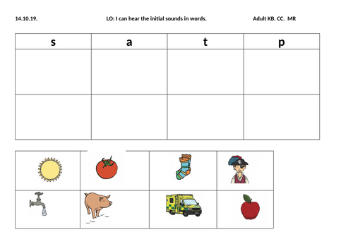 Initial sounds sheet | Teaching Resources