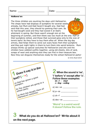 Hallowe'en Reading, SPaG & Writing (KS2) | Teaching Resources