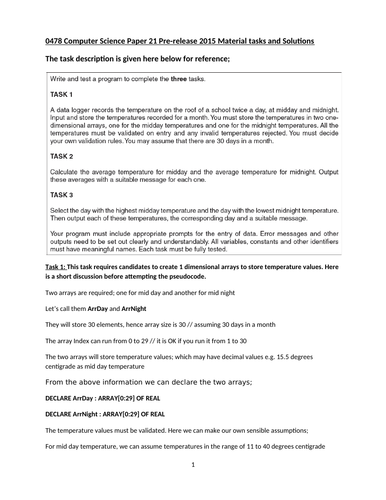 Computer Science 2015 Pre-release material Paper 21 | Teaching Resources