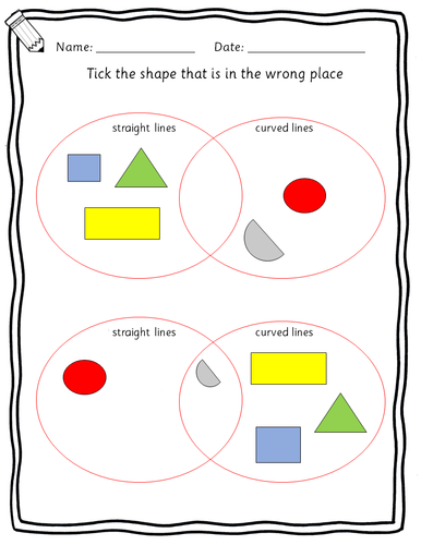 receptionyear 1 2d shapes patterns venn diagrams symetry