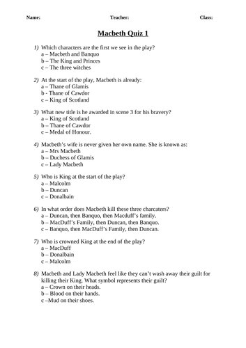 Macbeth Drama Scheme of Work | Teaching Resources