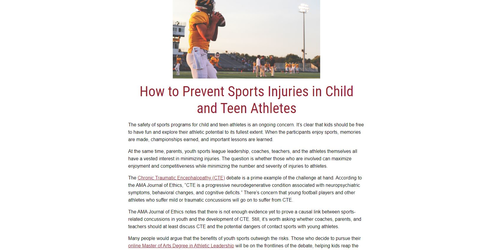 How to Prevent Sports Injuries in Child and Teen Athletes | Teaching ...