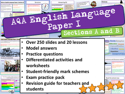 AQA English Language Paper 1 Sections A and B | Teaching Resources