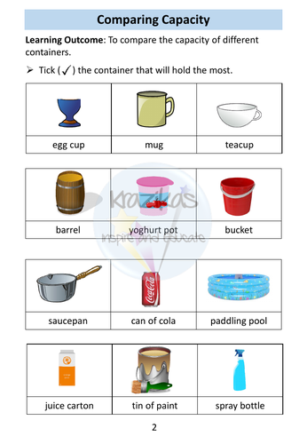 Volume and Capacity: AQA Entry Level 1 Maths | Teaching Resources