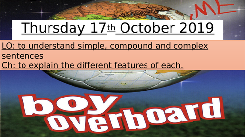 Boy Overboard Lessons For Writing Simple Compound And Complex Sentences Teaching Resources