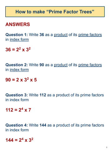 Prime Factor Trees - A how to guide with questions and answers