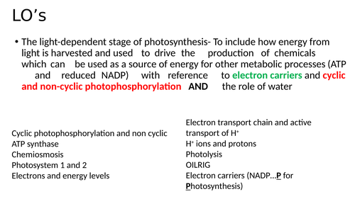 Biology A level Photosynthesis topic/ chapter 17 lessons and worksheets ...