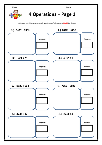 Y5 Operations Test (16 questions)