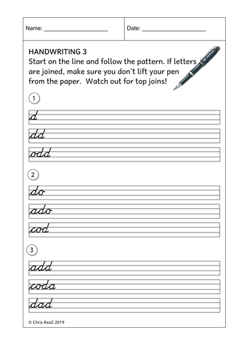 Cursive Handwriting Worksheets 1-4 | Teaching Resources