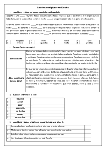 Spanish A Level tradiciones y Semana Santa: Holy Week, Easter & tradition (Reading & Translation)