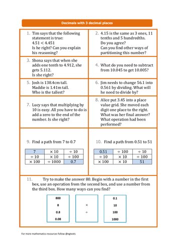 partition decimals problem solving