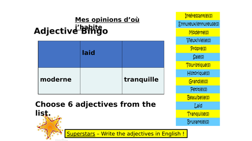 French Mes opinions d’où j’habite. where I live